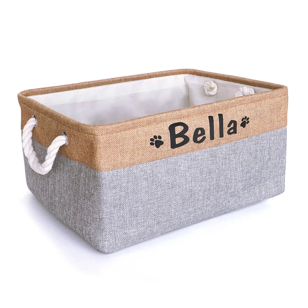 Organize in Style: Personalized Puppy Storage Basket for Toys, Blankets & More!