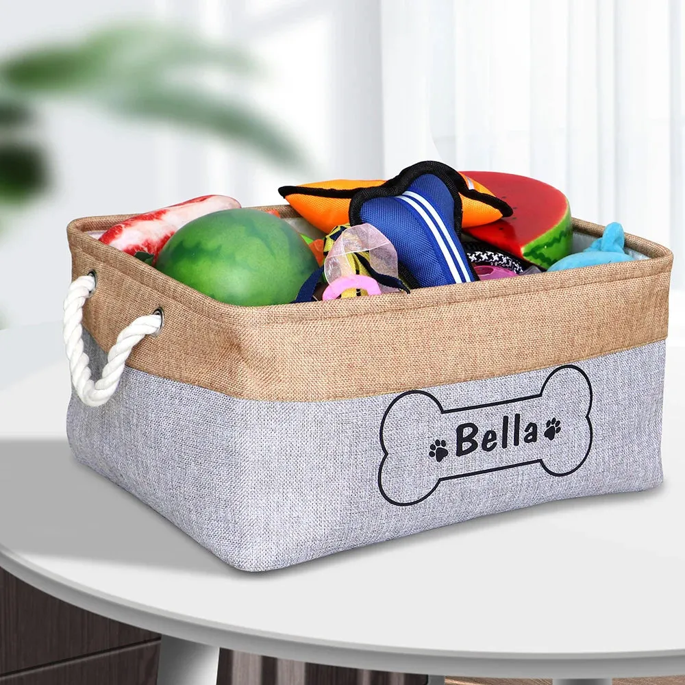 Organize in Style: Personalized Puppy Storage Basket for Toys, Blankets & More!