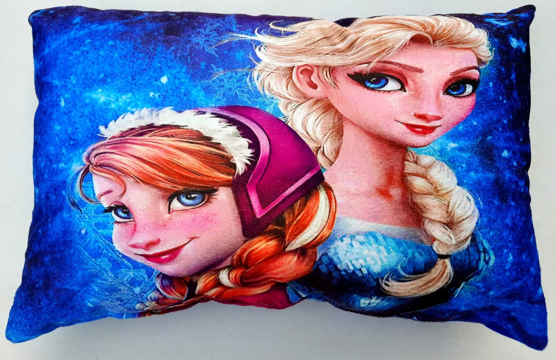 PartyStuff Microfiber Frozen Princess Kids Cartoon Printed Cover Pillow (Blue, 12x18, Microfiber)