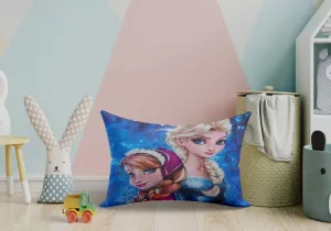 PartyStuff Microfiber Frozen Princess Kids Cartoon Printed Cover Pillow (Blue, 12x18, Microfiber)