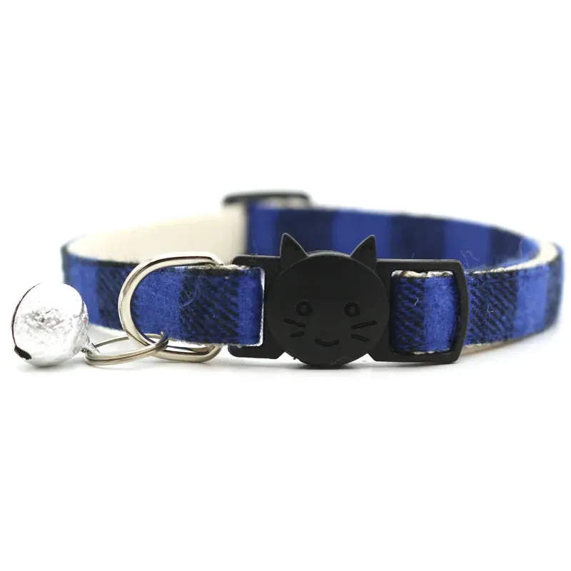 Pet Cat Dog Safety Plaid Cat Collar Buckles With Bell Adjustable  Cat Buckle Collars Suitable Kitten Puppy Accessories Supplies