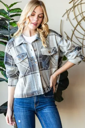 Plaid Button Up Long Sleeve Shacket