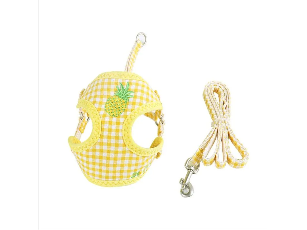 Plaid Embroidery Fruit Series Mesh Chest Pull   Snack Bag