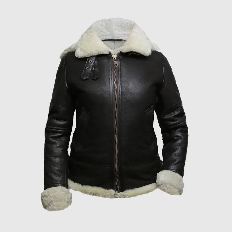 Purchase Best Leather Sheepskin Shearling Jacket Womens | B3 WW2 Aviator Flying Hooded Jacket