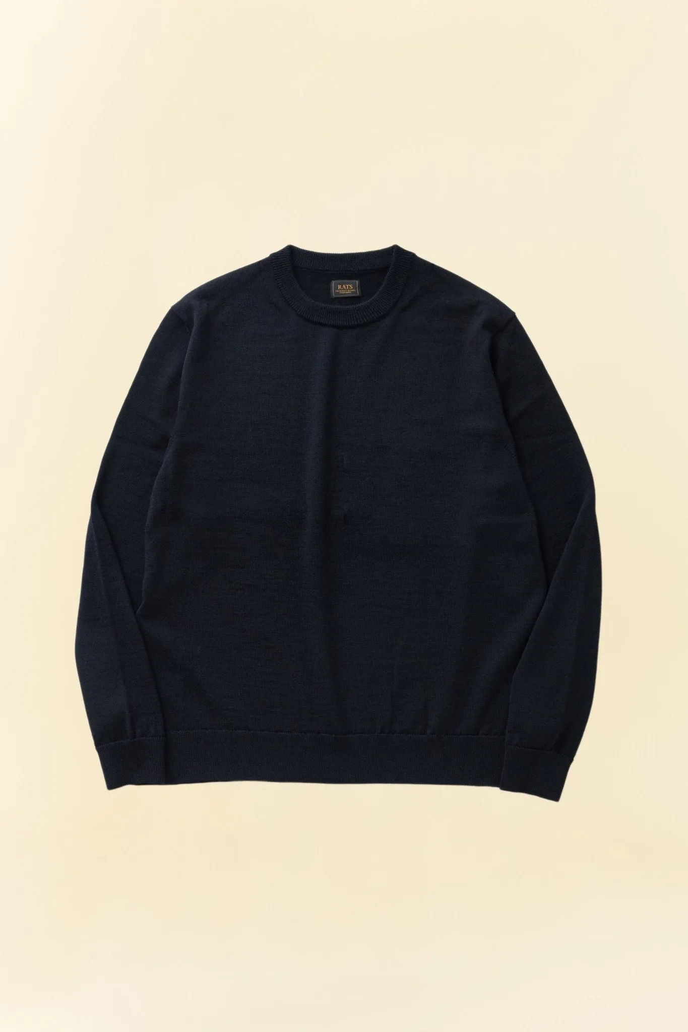 Rats High Gauge Crew Neck Wool Knit Sweatshirt - Black