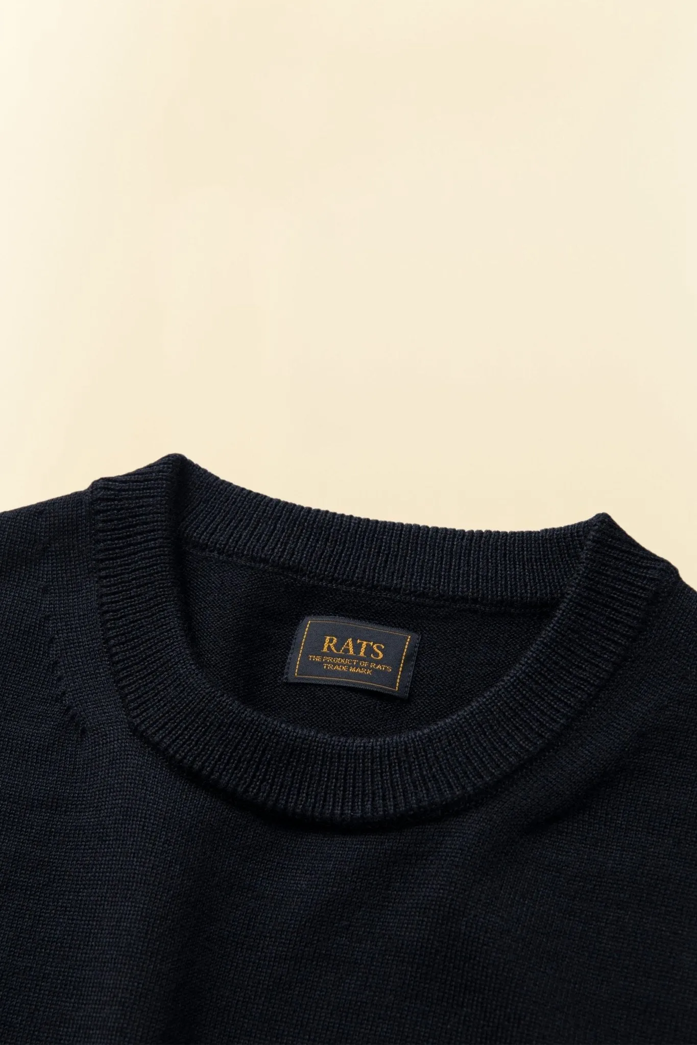 Rats High Gauge Crew Neck Wool Knit Sweatshirt - Black