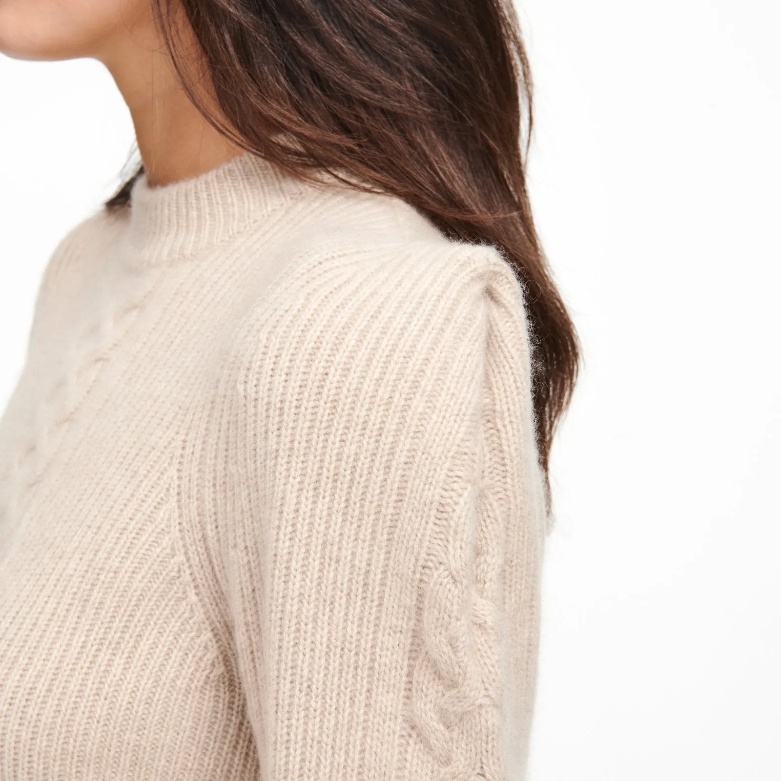 Structured Shoulder Cable Knit Sweater