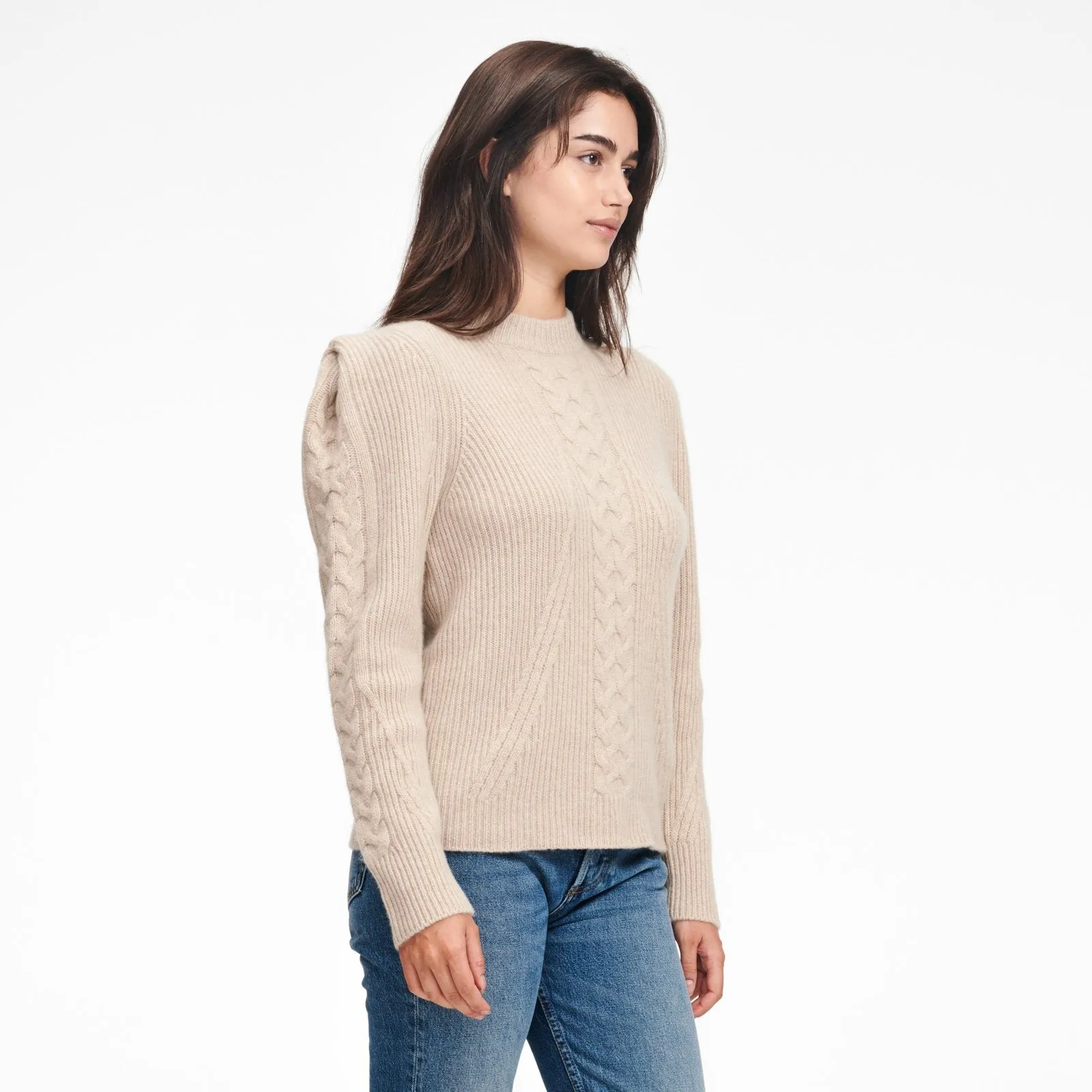 Structured Shoulder Cable Knit Sweater