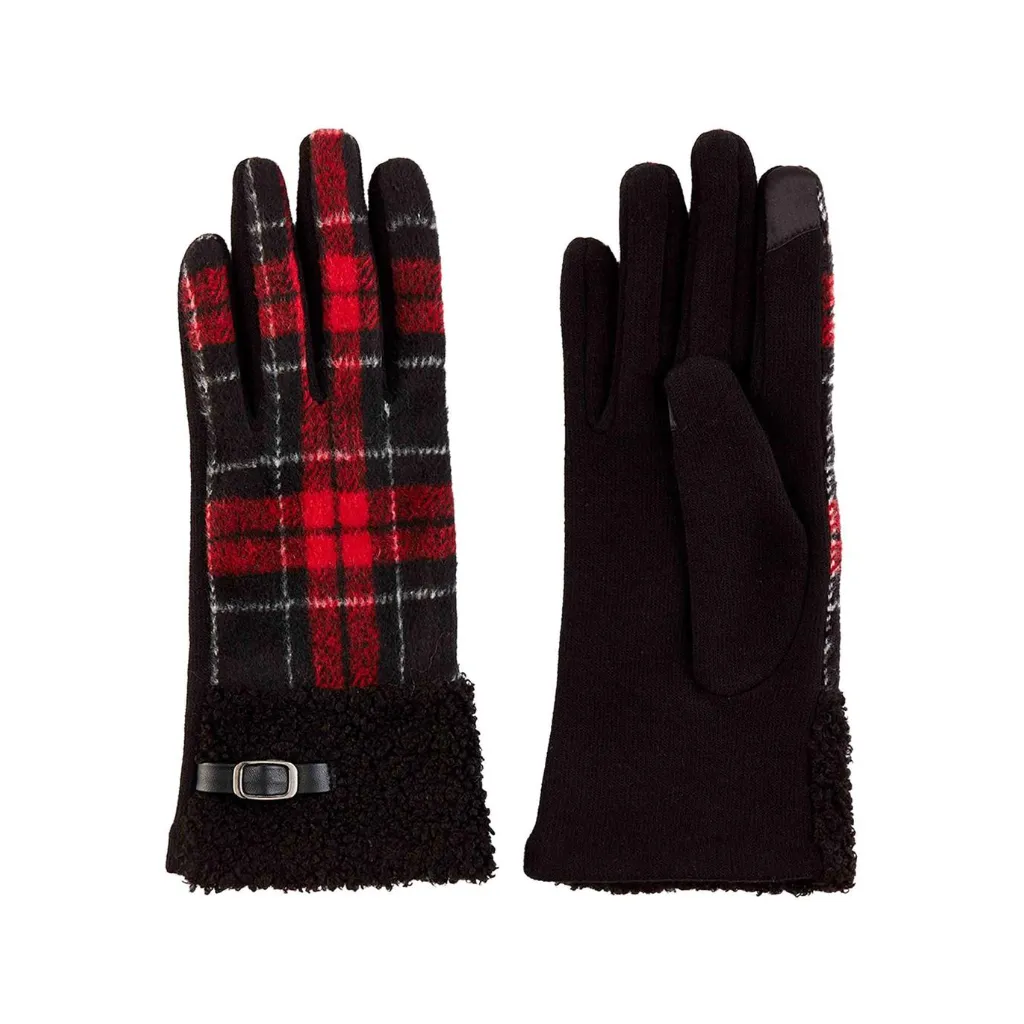 Tartan Plaid Boucle Gloves - Womens