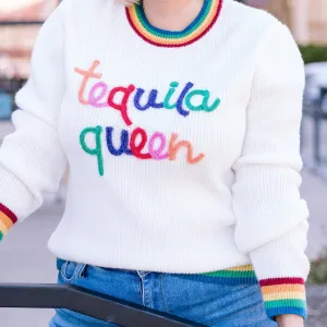 Tequila Queen Rainbow Trim Sweater