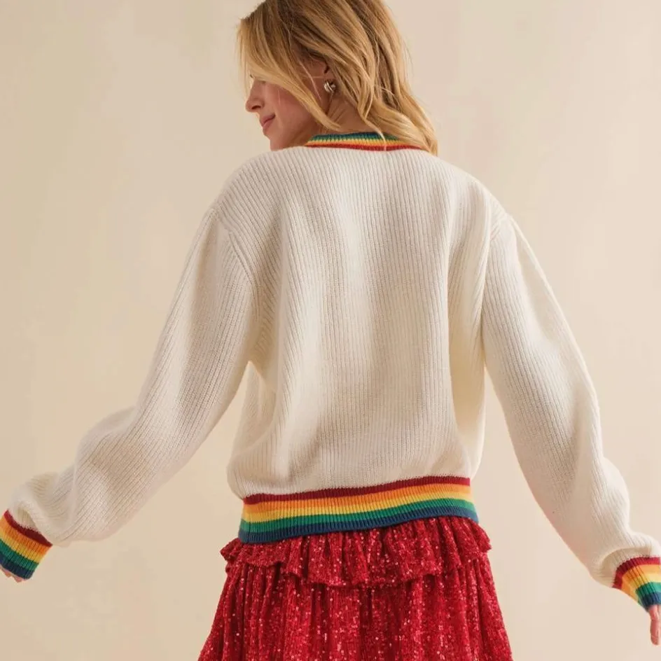 Tequila Queen Rainbow Trim Sweater