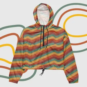 Women’s Retro Wavy Lines Cropped Windbreaker