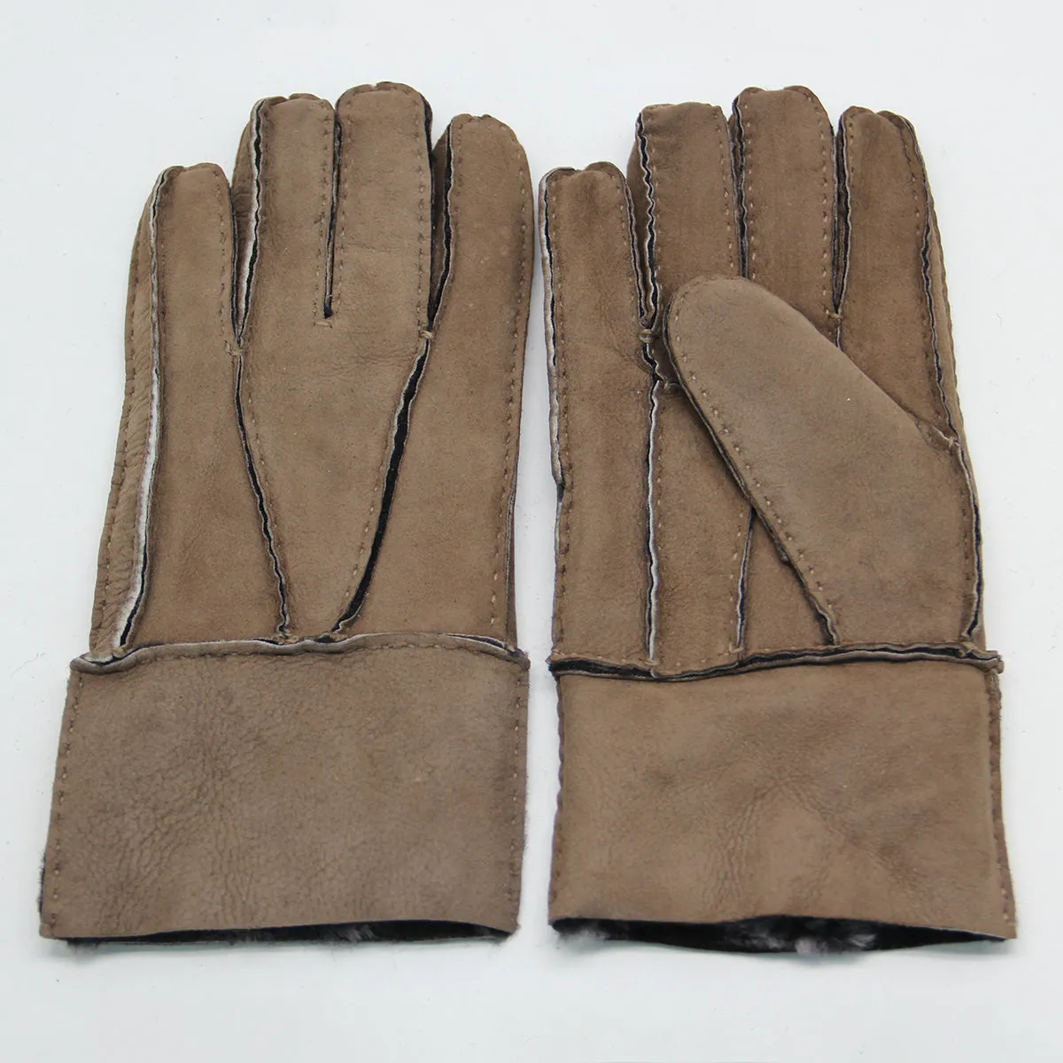 YISEVEN Men's Winter Sheepskin  Shearling Leather Gloves(Mittens)