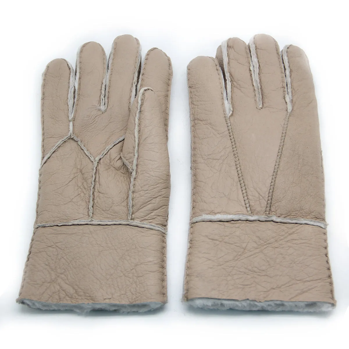 YISEVEN Men's Winter Sheepskin  Shearling Leather Gloves(Mittens)