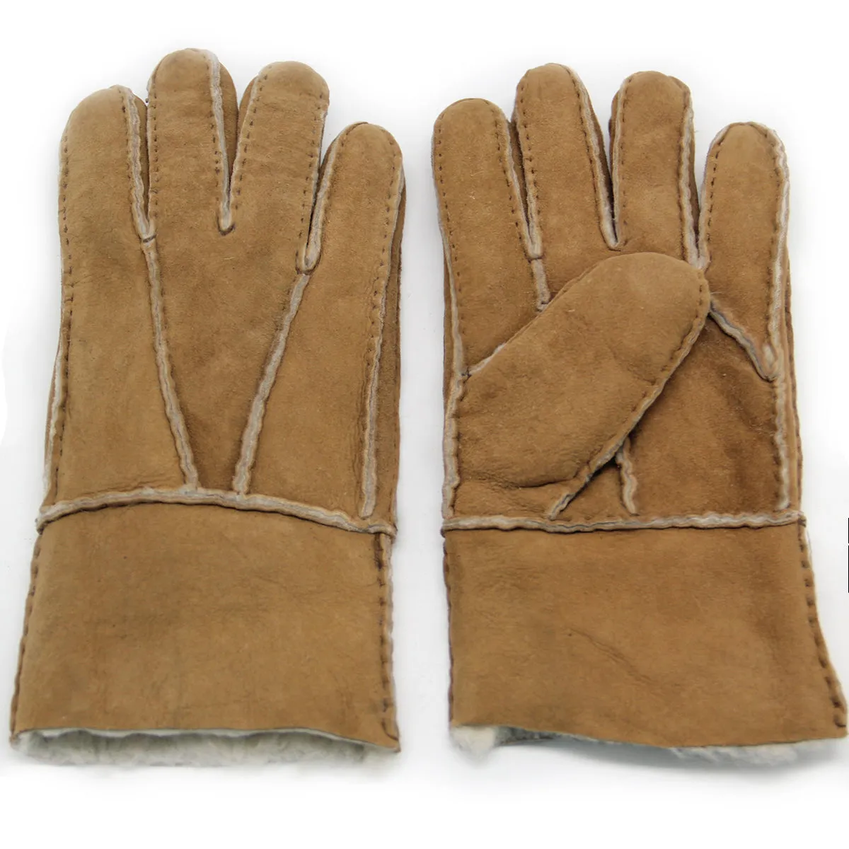 YISEVEN Men's Winter Sheepskin  Shearling Leather Gloves(Mittens)