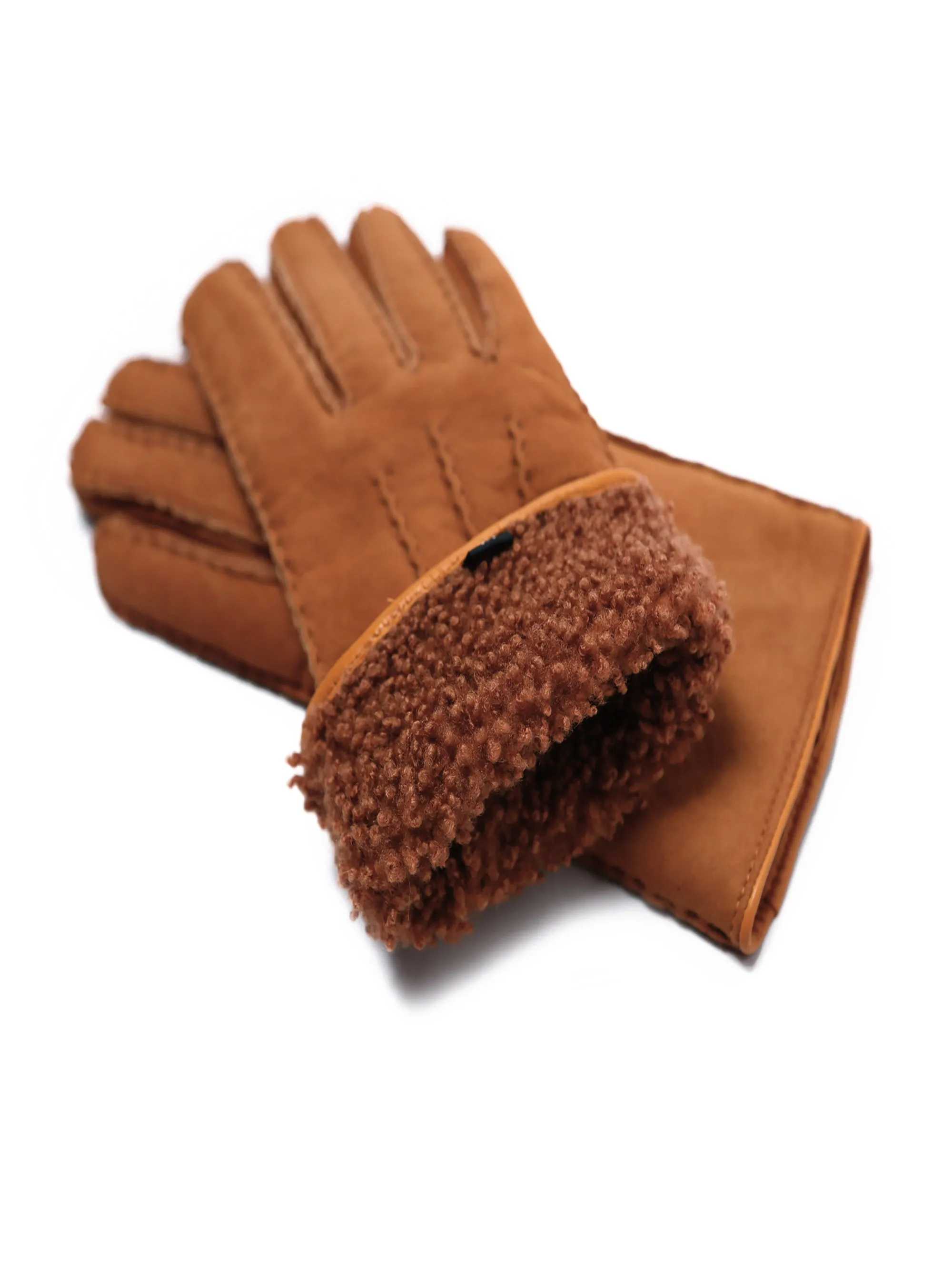 YISEVEN Women's Lambskin Handmade Curly Shearling Gloves